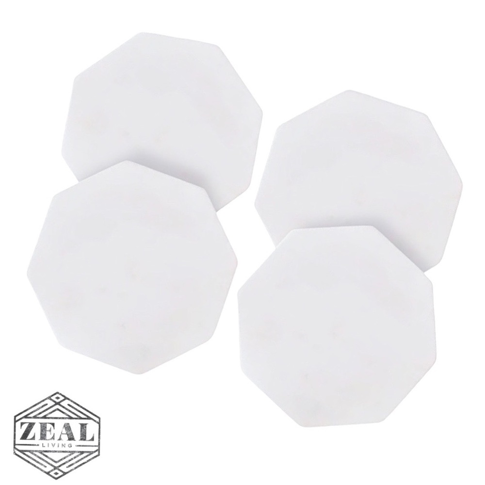 ZEAL LIVING MARBLE GEO COASTER SET (SET OF 4) - BNIB